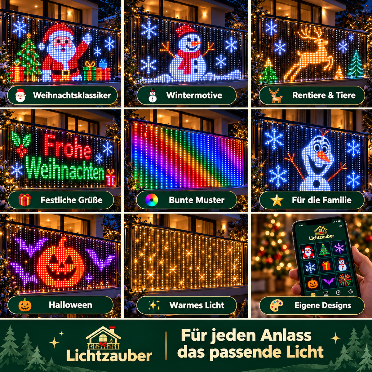 Lichtzauber – Smarter LED-Lichtervorhang für Weihnachten