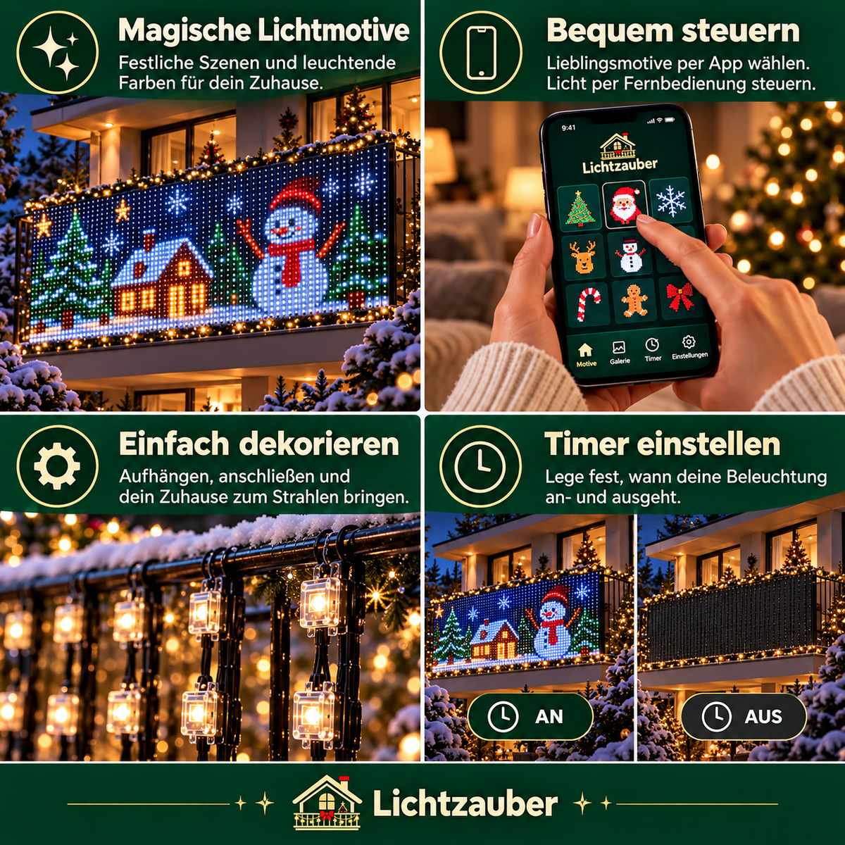 Lichtzauber – Smarter LED-Lichtervorhang für Weihnachten