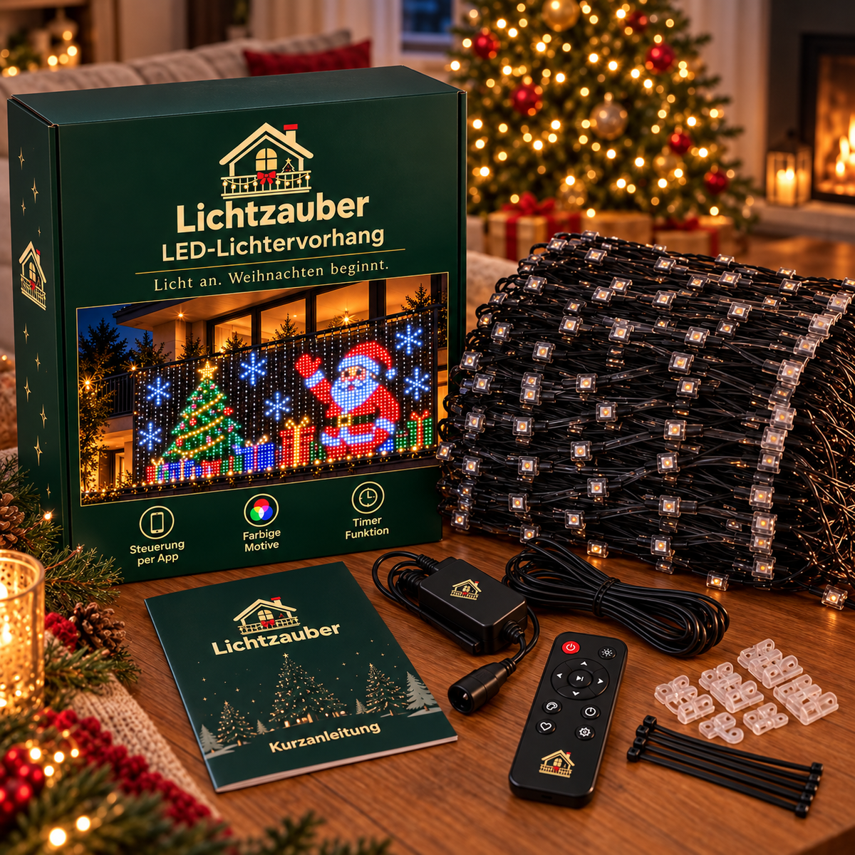 Lichtzauber – Smarter LED-Lichtervorhang für Weihnachten